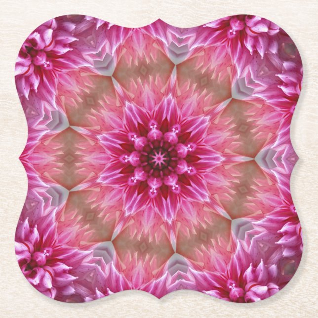 Geometric Mandala Rosa Flower Mönster-67545 Underlägg Papper (Framsida)