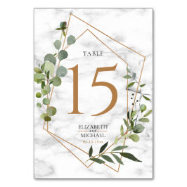 Geometric Marble Eucalyptus Elegant bröllop Bordsnummer