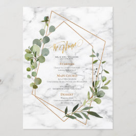 Geometric Marble Eucalyptus Elegant bröllop Meny