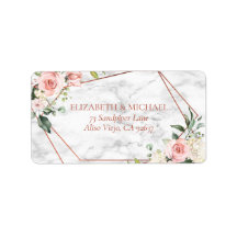 Geometric Marble Rosa Blommigt Adress