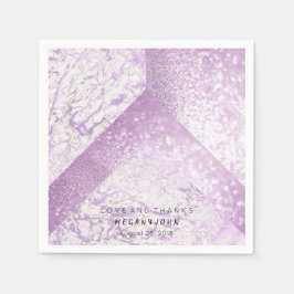 Geometric Marble White Lila Brudens sida Pappersservett