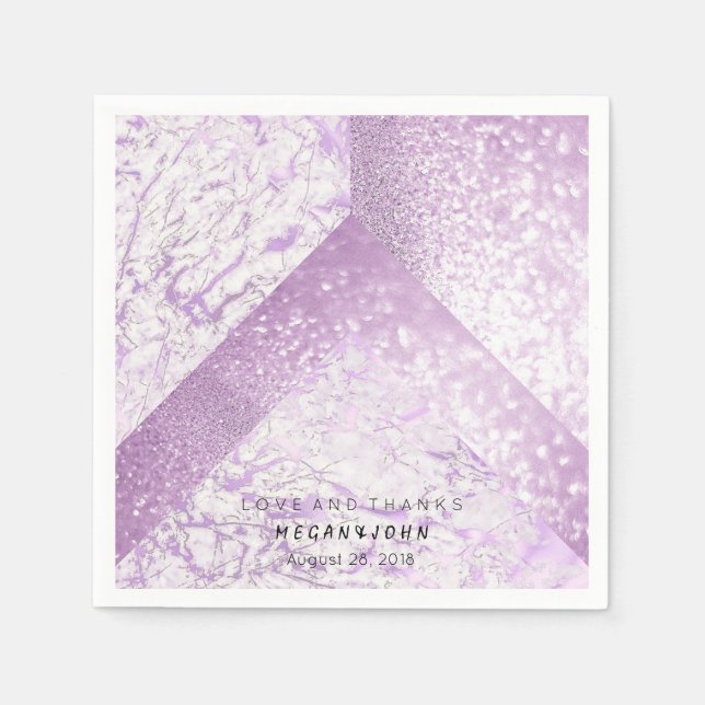 Geometric Marble White Lila Brudens sida Pappersservett (Framsidan)