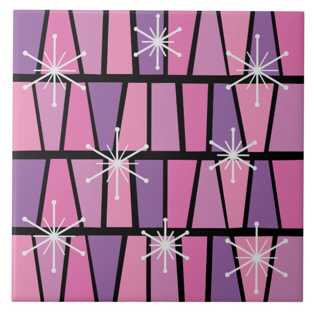 Geometric MCM Abstrakt Rosa Lila Kakelplatta (Framsidan)