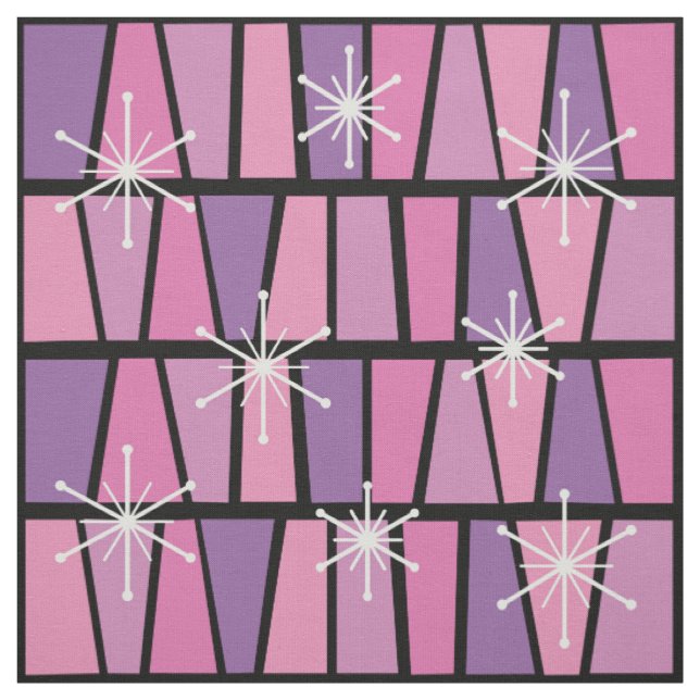 Geometric MCM Abstrakt Rosa Lila Tyg (Provkarta)