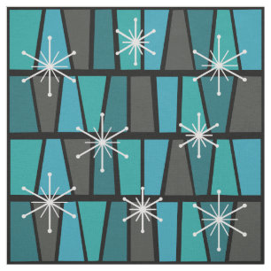 Geometric MCM Abstrakt Turcos Teal Tyg