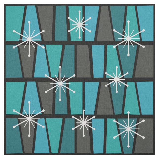 Geometric MCM Abstrakt Turcos Teal Tyg (Provkarta)