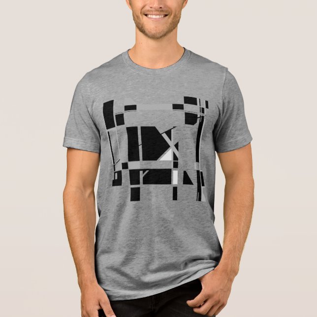 Geometric MCM-inspirerad av Grått Black White Game T Shirt (Framsida)