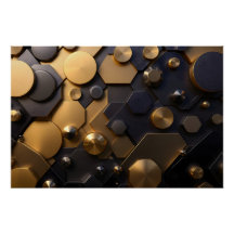 Geometric Metallic Abstrakt Wall Art - Guld och Bl