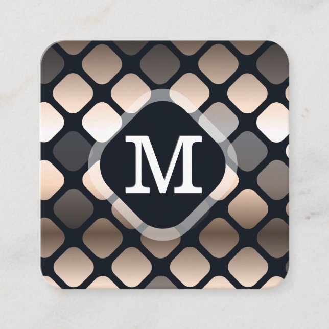 Geometric Metallic Mönster | Monogram Fyrkantigt Visitkort (Framsida)