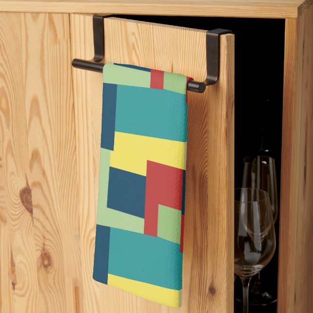 Geometric Mid Century Modern Colorful Mönster Kökshandduk (Thirds Fold)