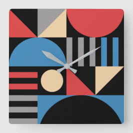 Geometric Mid Century Modern Mönster Fyrkantig Klocka