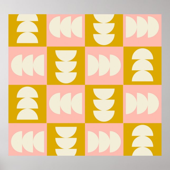 Geometric Mid Century Modern Retro Mönster Poster (Framsidan)