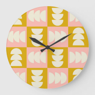 Geometric Mid Century Modern Retro Mönster Stor Klocka