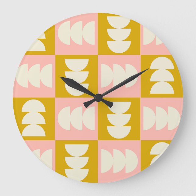 Geometric Mid Century Modern Retro Mönster Stor Klocka (Framsida)
