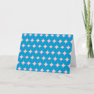 Geometric Mid Century Mönster in Blue and Rosa Kort