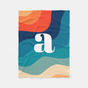 Geometric Mid Century Retro Vågar Rainbow Trendig Fleecefilt