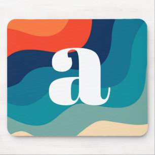 Geometric Mid Century Retro Vågar Rainbow Trendig Musmatta