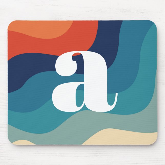 Geometric Mid Century Retro Vågar Rainbow Trendig Musmatta (Framsidan)