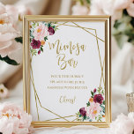 Geometric Mimosa Pub-tecken för  burgundisk Blommi Poster<br><div class="desc">Den här elegant möhippa-svit har en burgundisk och bukett i ett modernt guld-geometriskt ram. I den här svit ingår kartor, skyltar och personlig party som servetter. Om du behöver hjälp med personanpassning, inklusive färg eller ändringar av ordalydelsen, eller om du upptäcker att något saknas, tveka inte att kontakta oss. OBS!...</div>