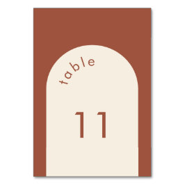 Geometric Minimal Terracotta Arch Bröllop Bordsnummer