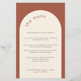 Geometric Minimal Terracotta Arch Bröllop Menu
