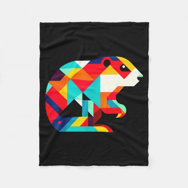 Geometric Minimalism Modern Illustration Groundhog Fleecefilt (Framsidan)
