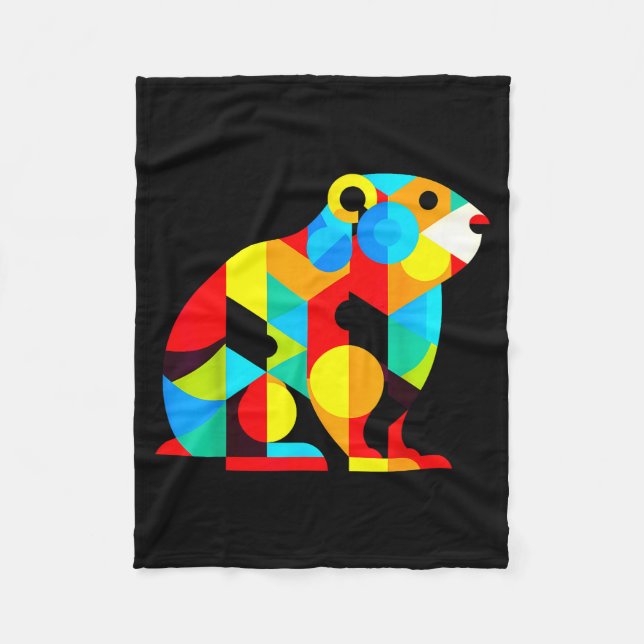 Geometric Minimalism Modern Illustration Groundhog Fleecefilt (Framsidan)