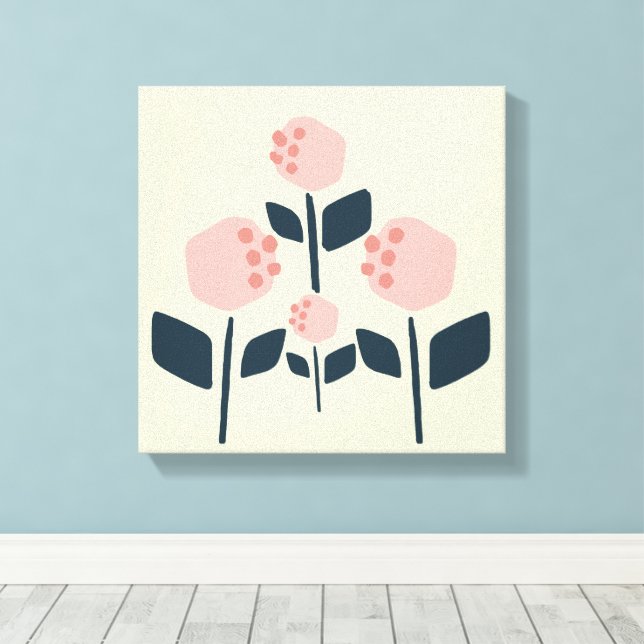 Geometric Minimalist Flowers - Modern Canvas Wall (Insitu (trägolv))