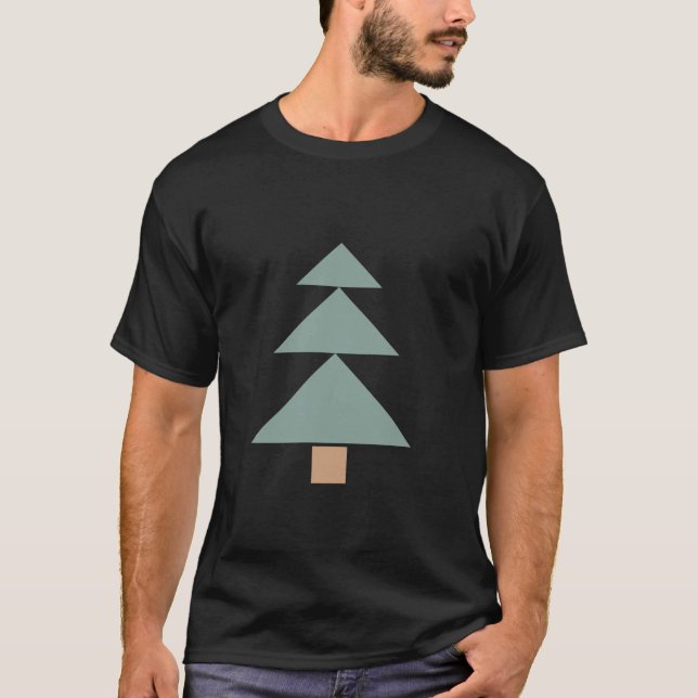 Geometric Minimalist Julgran Design for Hol T Shirt (Framsida)
