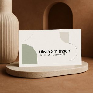 Geometric Minimalist Modern Sage Grönt Designer Visitkort