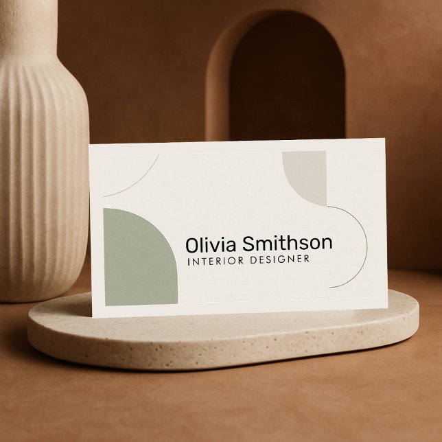 Geometric Minimalist Modern Sage Grönt Designer Visitkort (Skapare uppladdad)