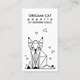 Geometric Minimalist Origami Cat Visitkort