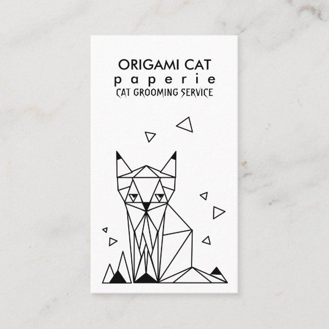 Geometric Minimalist Origami Cat Visitkort (Framsida)