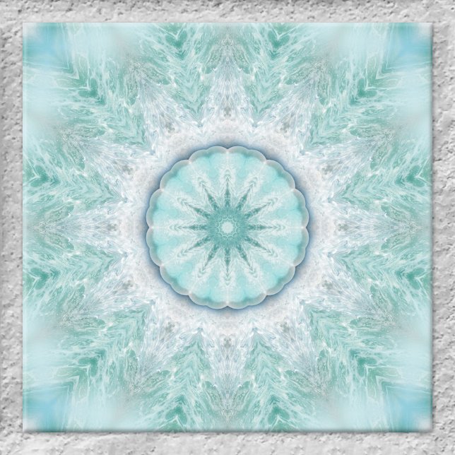 Geometric Mint Aqua Sea Star Bathroom Tile Kakelplatta (Ceramic tile featuring a dreamy geometric star design based on images of the beach and ocean)