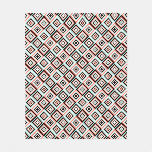 Geometric Mint Orange Tile Mönster Fleece Blanket (Framsidan)
