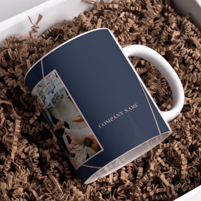 Geometric Mocha Beige Glad helg Company Photo Kaffemugg (Skapare uppladdad)