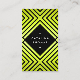 Geometric Mod Bold Black och Neon Gult Mönster Visitkort