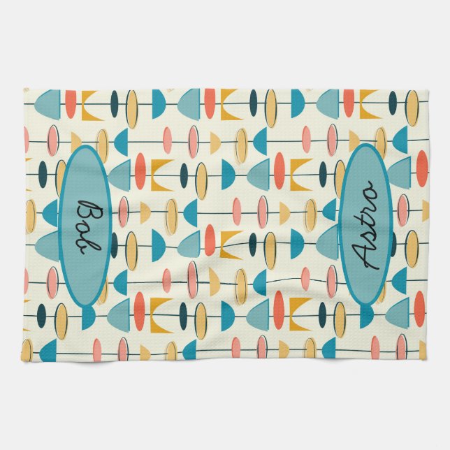 Geometric, Mod, Retro, Mid Century Modern Kitchen Kökshandduk (Horisontell)