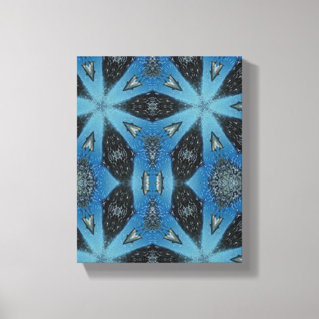 Geometric Modern Art, Blue Grått Art, Fish, Gift Canvastryck (Framsida)