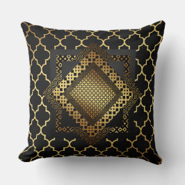 Geometric Modern Art Deco Golden Black Guld Kudde