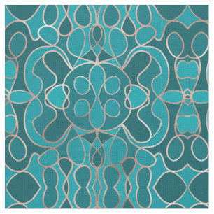Geometric Modern Artsy Ocean Blue Ro Guld Tyg
