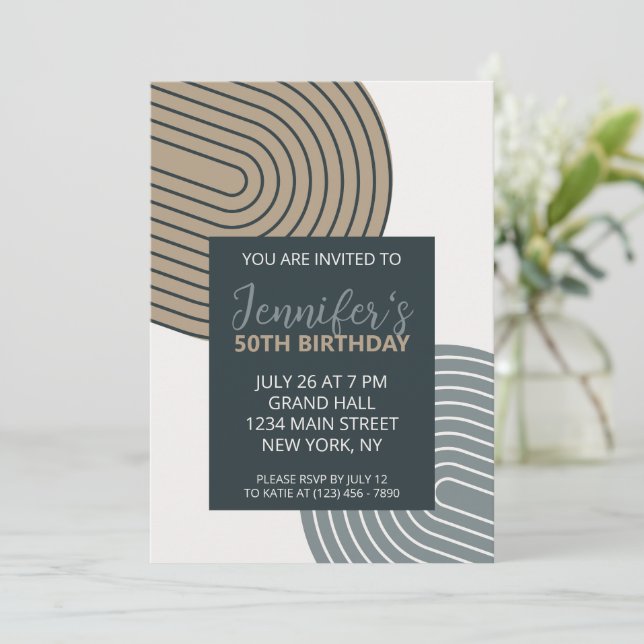 Geometric Modern Birthday-inbjudan Inbjudningar (Stående Fram)