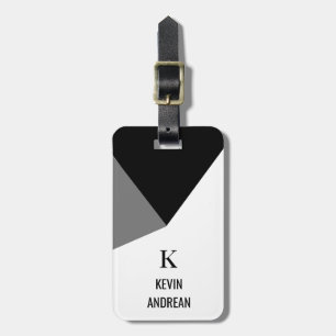 Geometric Modern Black Grått White Bagagebricka
