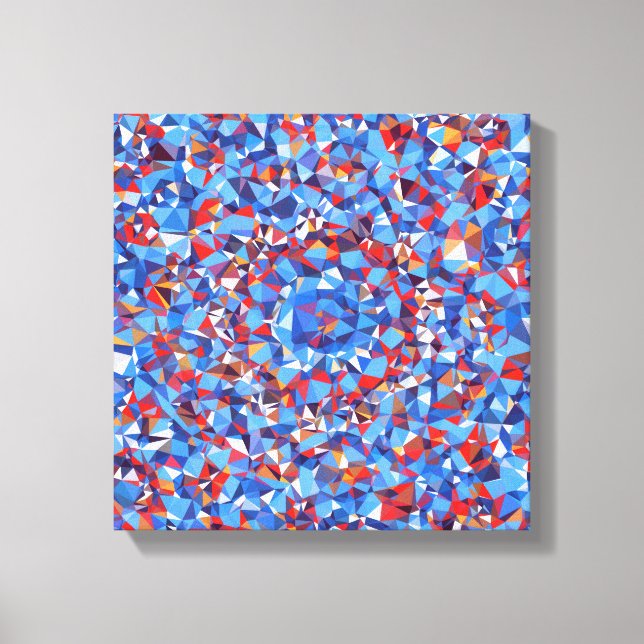 Geometric Modern Blue Fractal Abstrakt Geometric Canvastryck (Framsida)