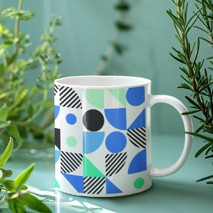 Geometric Modern Blue Mint Grönt Kaffemugg