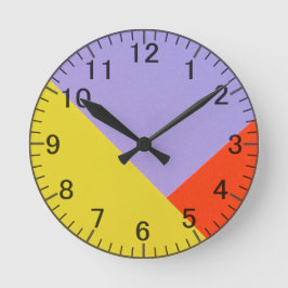 Geometric Modern Blue, Mustard, Orange Retro Rund Klocka