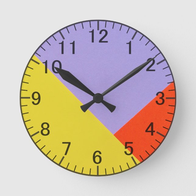 Geometric Modern Blue, Mustard, Orange Retro Rund Klocka (Framsida)