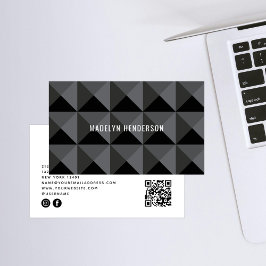 Geometric Modern Bold Black Abstrakt QR-kod Visitkort
