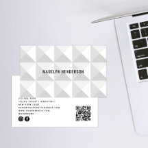Geometric Modern Bold White Abstrakt QR-kod