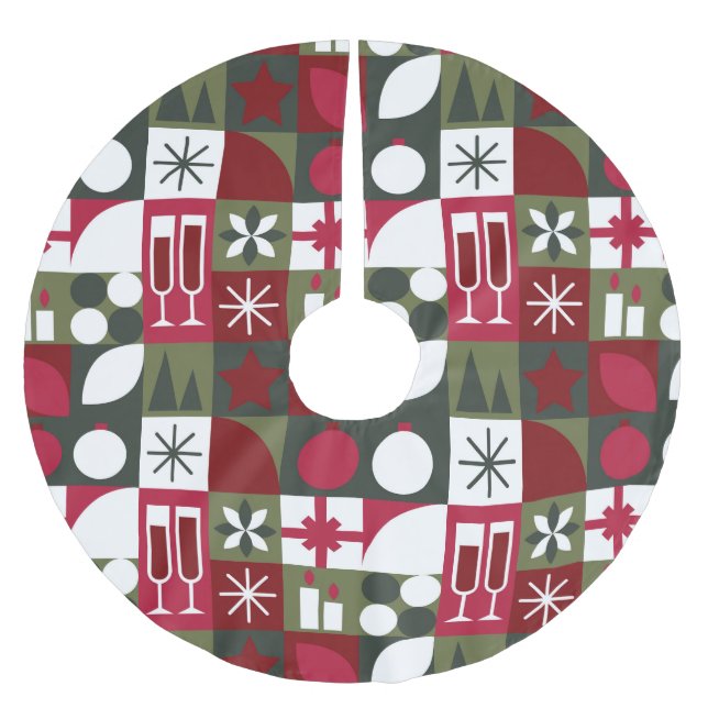 Geometric Modern Christmas  Julgransmatta Borstad Polyester (Framsidan)